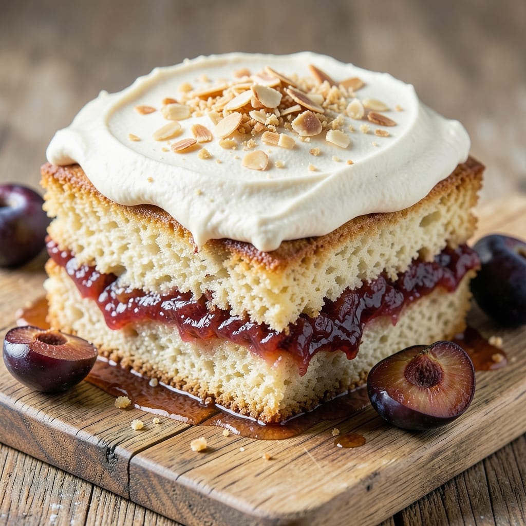 Almond Plum Cake Recipe: Velvety Layers with Plum-Juice Infusion