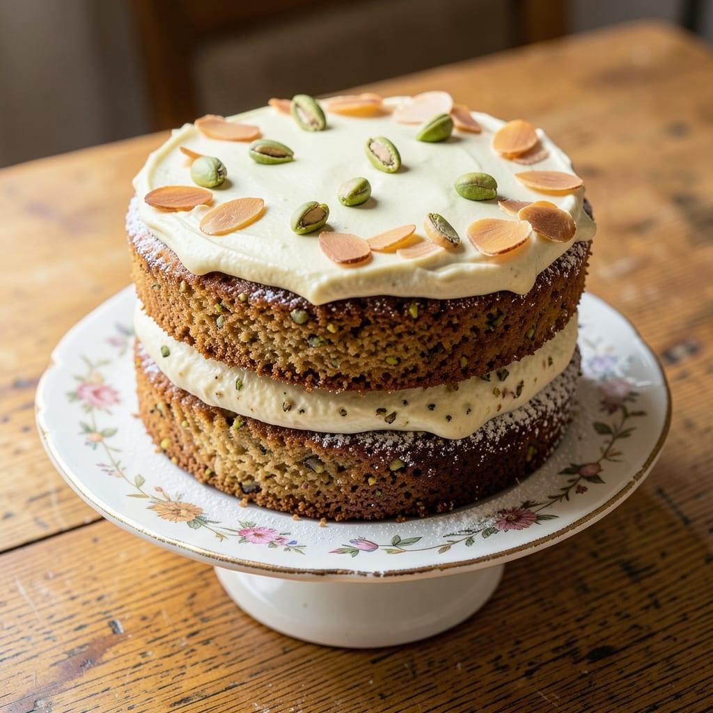 Almond Cardamom Pistachio Cake Recipe: Nutty Spice Layers with Crunchy Top Magic