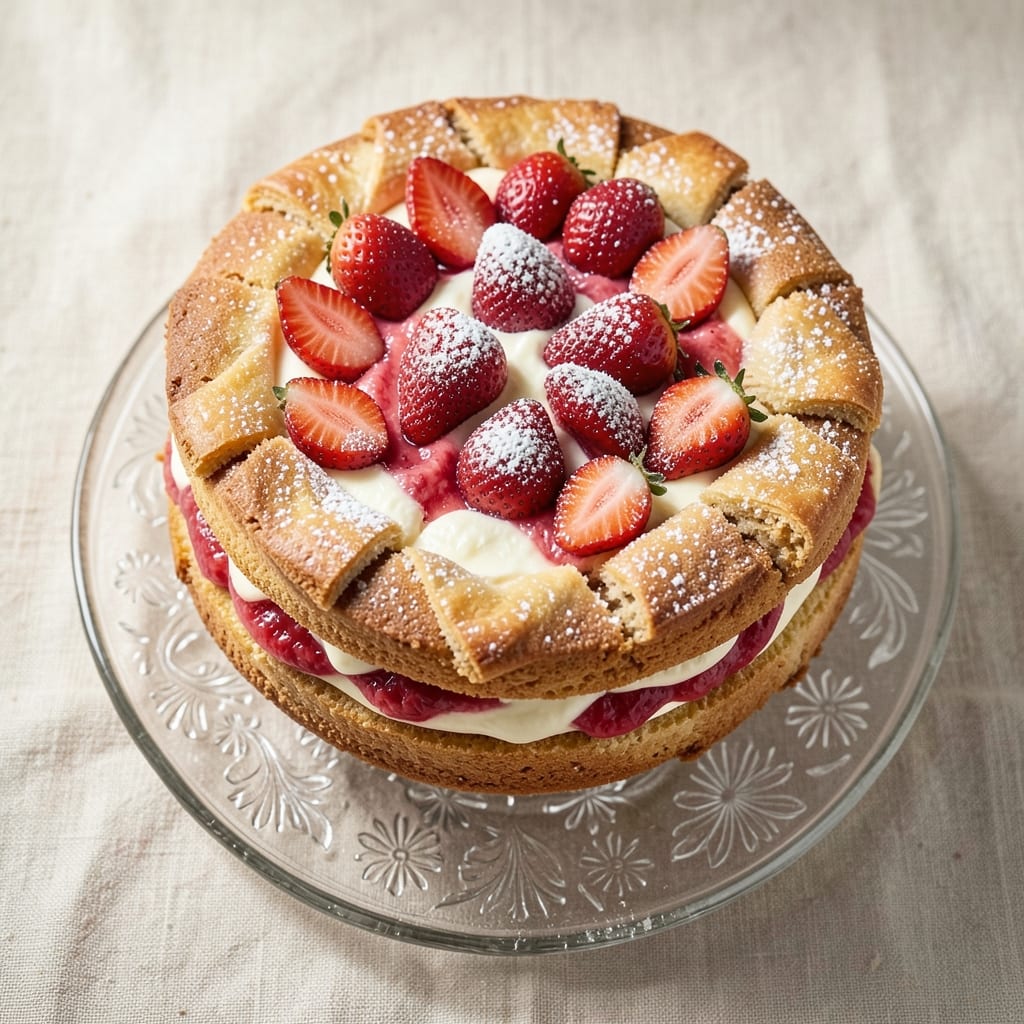 Ambrosia Fresh Strawberry Cake Recipe: Layered Vanilla Swirls and Bursting Berries