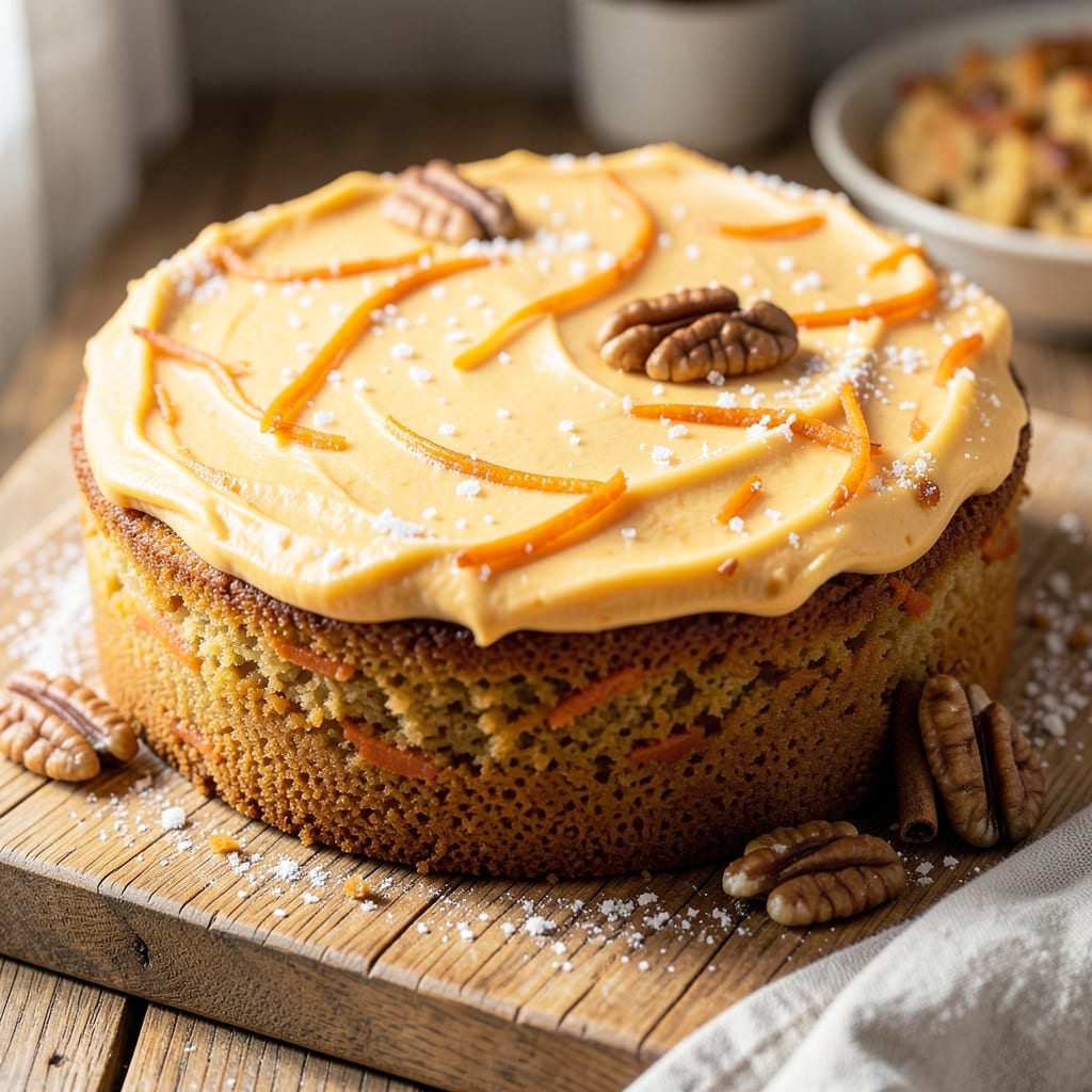 1 Layer Carrot Cake Recipe: Spiced Moistness With Cream Cheese Frosting Swirls
