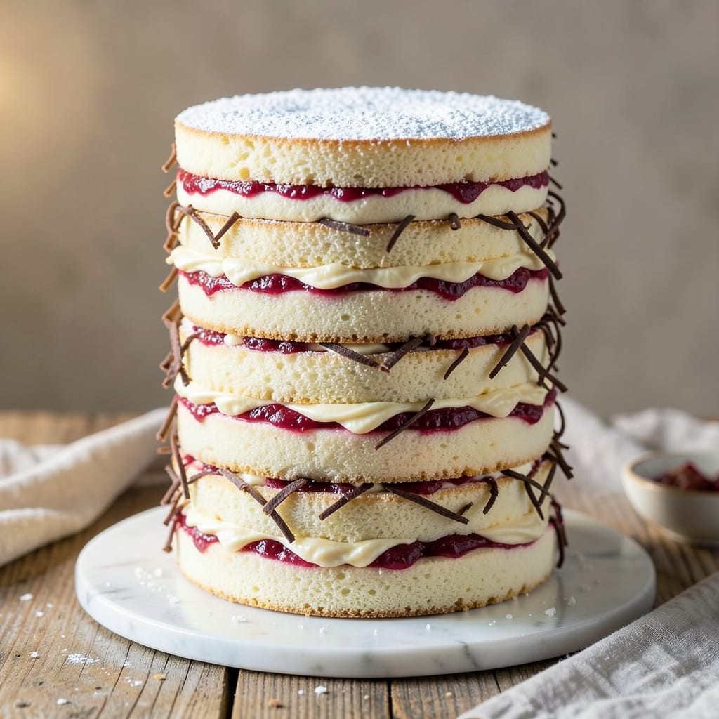 16-Layer Cake Recipe: Precision Stacked Vanilla Buttercream Rivers