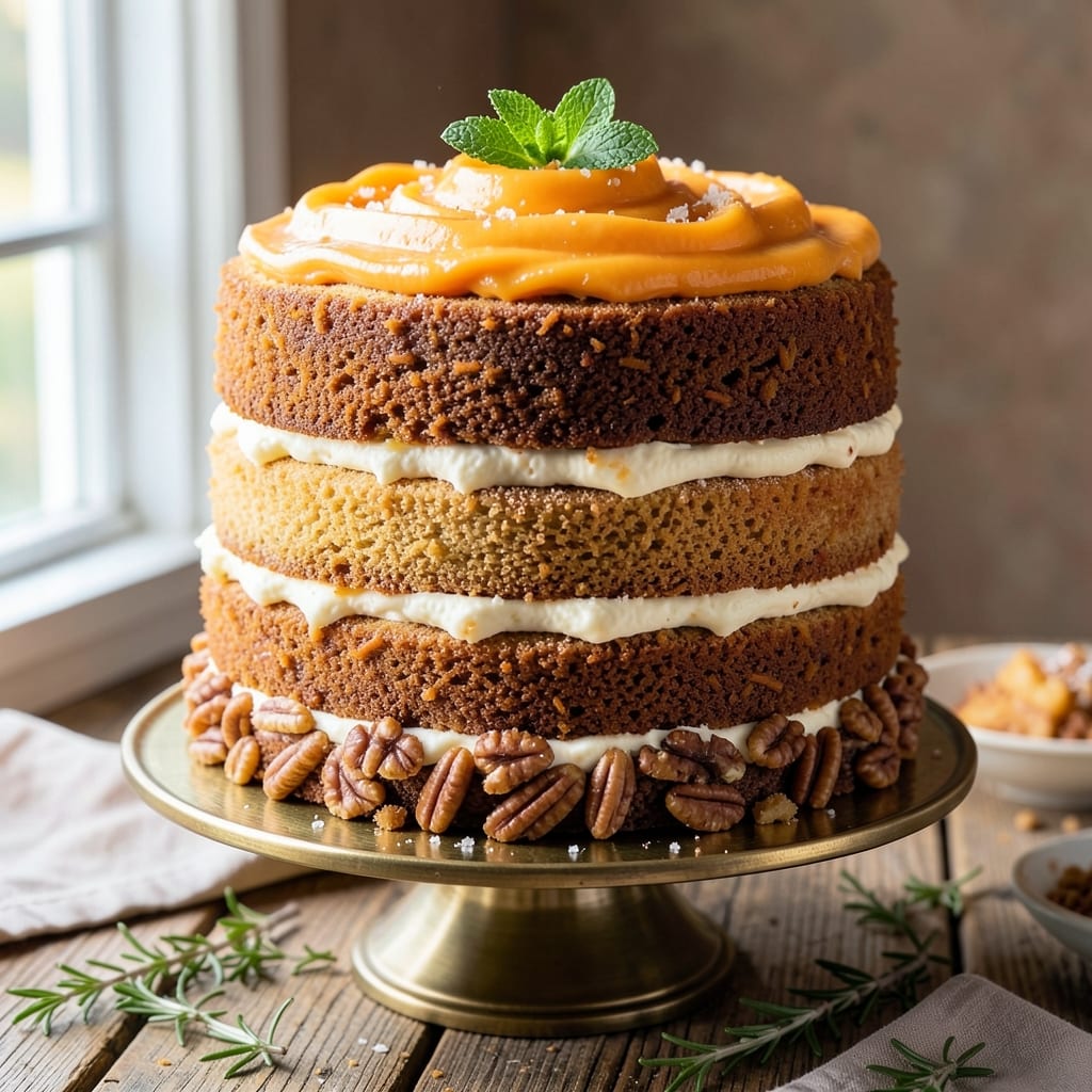 4 Layer Carrot Cake Recipe: Spiced Moistness With Walnut-Crusted Top Contrast