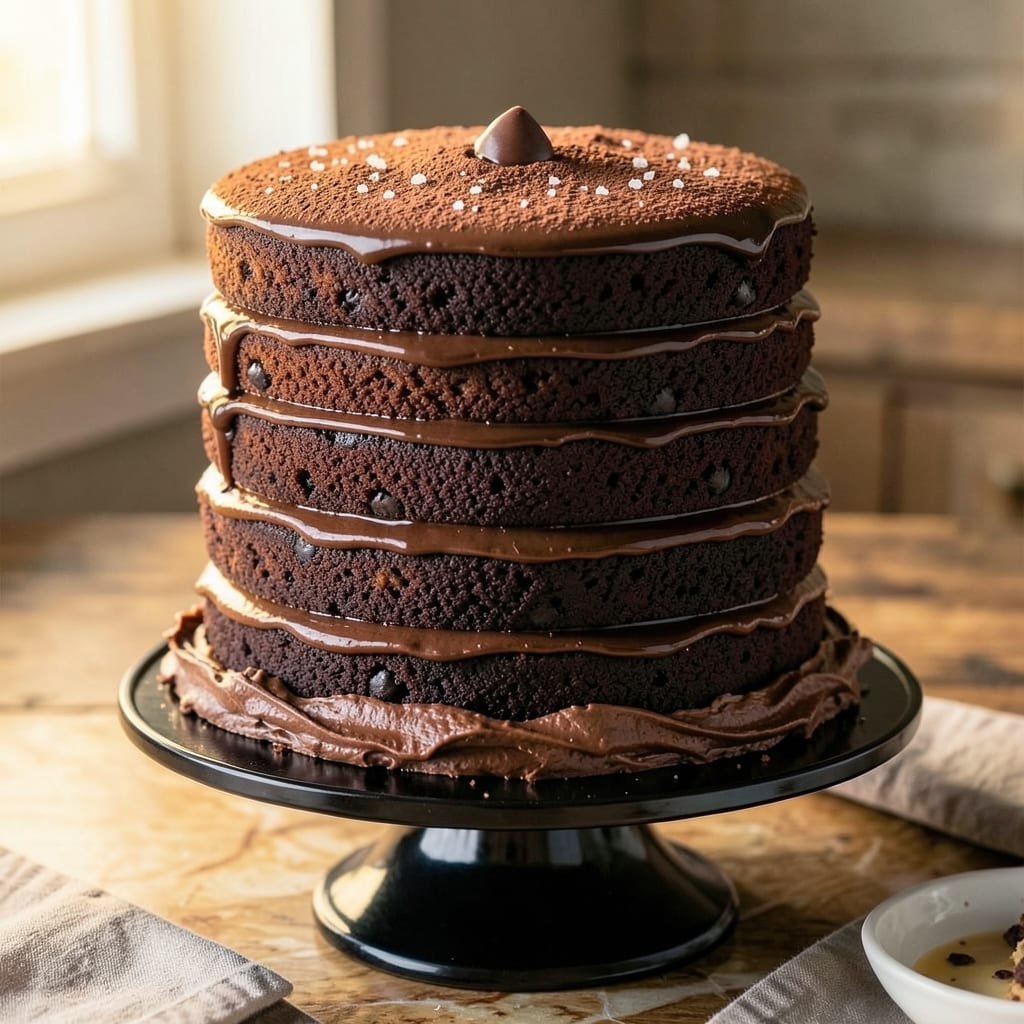 8 Layer Chocolate Cake Recipe: Fondant-Bridged Tower That Stands Tall