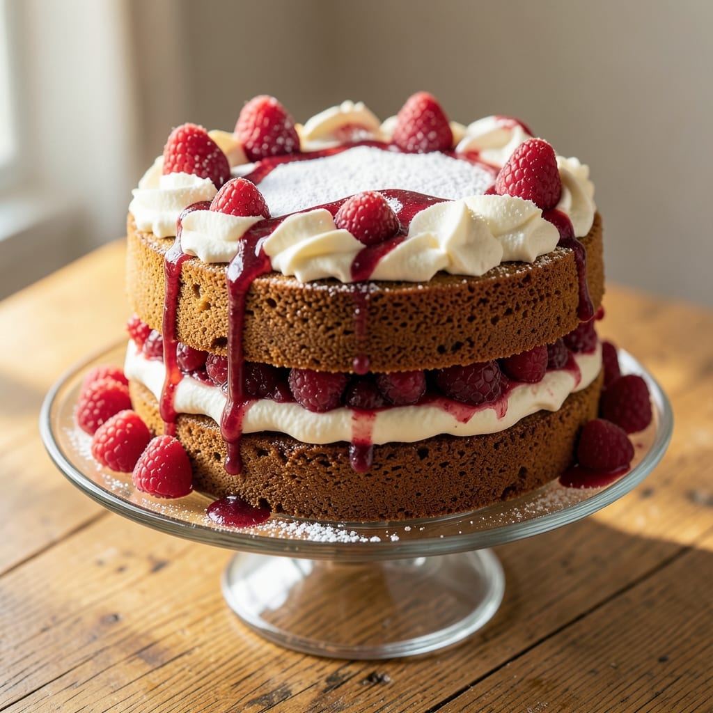 Almond Cake With Raspberry Filling Recipe: Nutty Layers Bursting With Tart Fruit