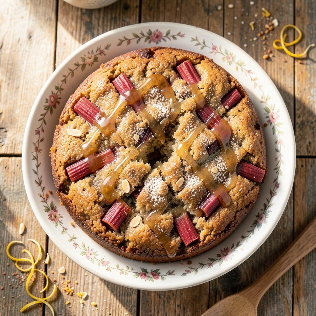 Almond Rhubarb Cake Delight Recipe: Tart-Sweet Layers With Buttery Crisp Top