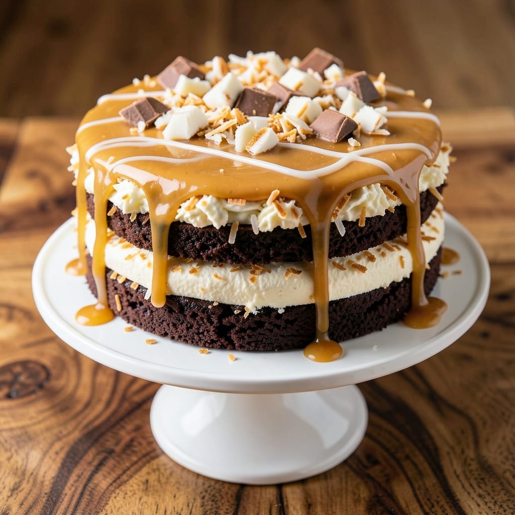 Almond Joy Earthquake Cake Recipe: Tropical Swirls and Shattered Layers