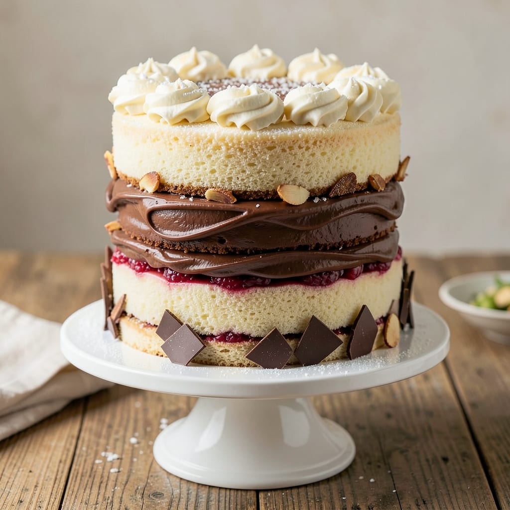 4 Layer 8 Inch Cake Recipe: Vanilla Buttercream Swirls and Crisp Fondant Bridges